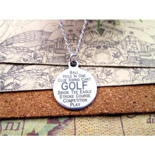 3pcs/lot Fashion stainless steel necklace "GOLF" Charms Pendant necklace jewelry Gift more style for choosing