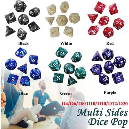 7pcs/set Multifaceted Dice d&d d4 d6 d8 d10 d% d12 d20 Polyhedral TRPG Games Dice Set Board Game entertainment Divination Dice