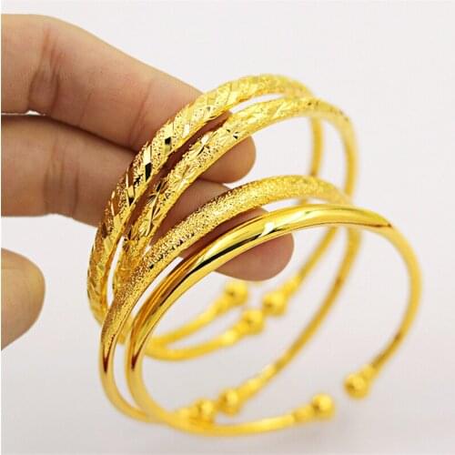 African Gold Color Bangle Bracelet for Women Fashion Adjustable Wrist Bangle Wedding Bridal Femme Wristband Pulseira Jewelry