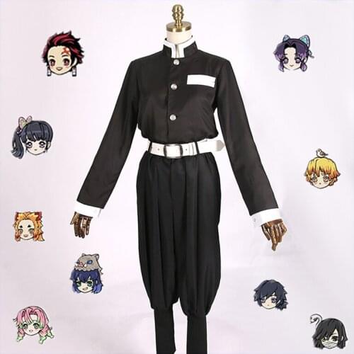 Anime Comic Demon Slayer Kimetsu No Yaiba Cosplay Costumes Kamado Tanjirou Kochou Shinobu Kanroji Mitsuri Black Uniforms Clothes