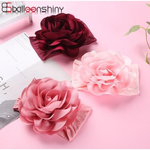 Balleenshiny Oversized Three-dimensional Flower Childrens Hairband Nylon Soft Infant Baby Headband Kids Girls Hair Accessories