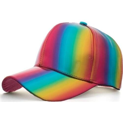 Women Men Futuristic Rainbow Iridescent Reflective Baseball Cap Colorful Changing 80s Holographic Rave Hip Hop Snapback Hat