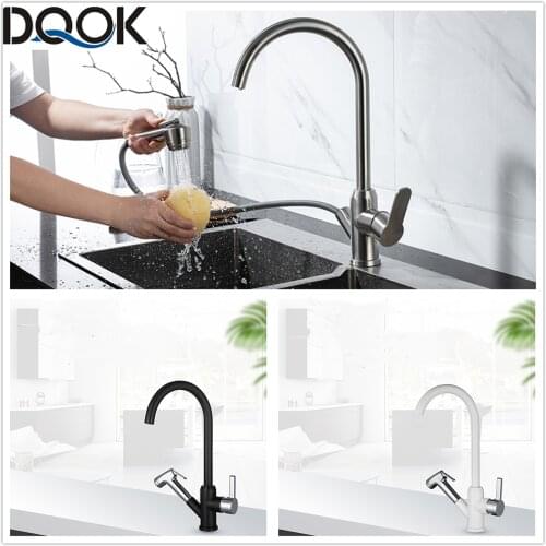 Blacked stainless Kitchen Faucets Single Handle Pull Out Kitchen Tap Single Hole Brushed Nickle 360 Degree Sink Mixer Tap