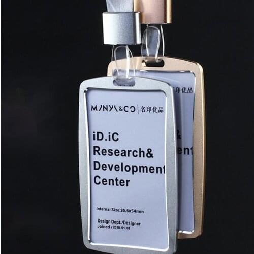 Colorful Fashion Style Credit Card Badge Holder Metal Texture Bus ID Card Holders With Lanyard