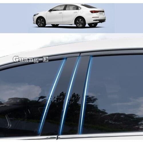 For Kia K3 2019 2020 2021 2022 Car PC Material Pillar Post Cover Door Trim Window Piano Black Molding Sticker Plate 6pcs
