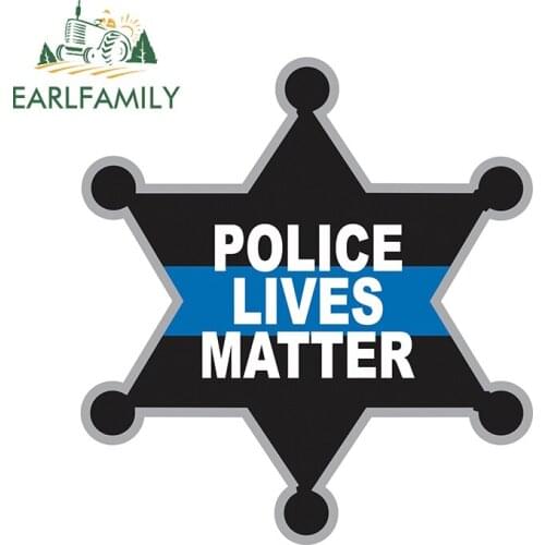 EARLFAMILY 13cm x 12cm Vinyl Car Sticker for Police Lives Matter Sheriff Badge Waterproof Decal Six pointed Star Door Hood Decor