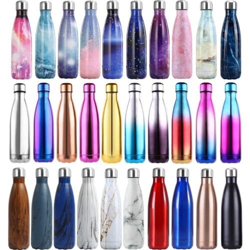 Stainless Steel Insulated Bottle, Water Bottle Personalized Logo Cup Stainless Steel Thermos Portable Travel Sport Bottle, 500ml
