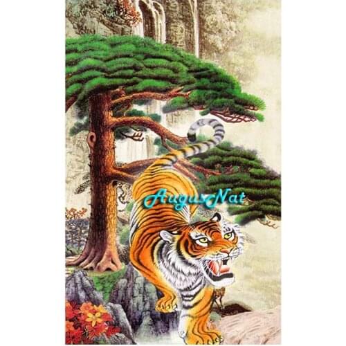 Tiger diamond painting full square tree diamond dots cover scenery crystal rhinestone pasted wall art diy diamond embroidery