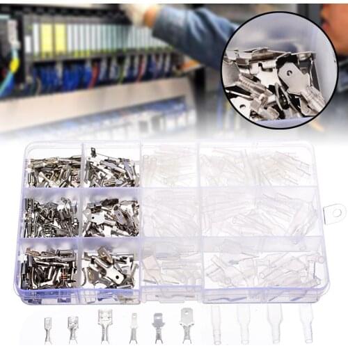 270pcs Spade Terminals Connector 2.8mm 4.8mm 6.3mm Crimp With Transparent Insulating Sleeves Electrical Wire Connectors Kit