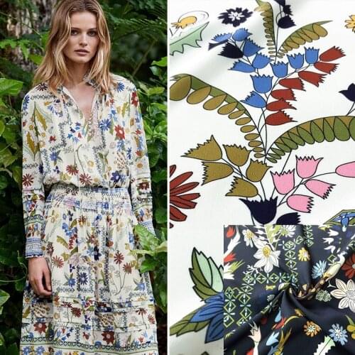 147 cm wide crepe fabric digital printing fabric meter fashion dress handmade DIY fabric wholesale cloth