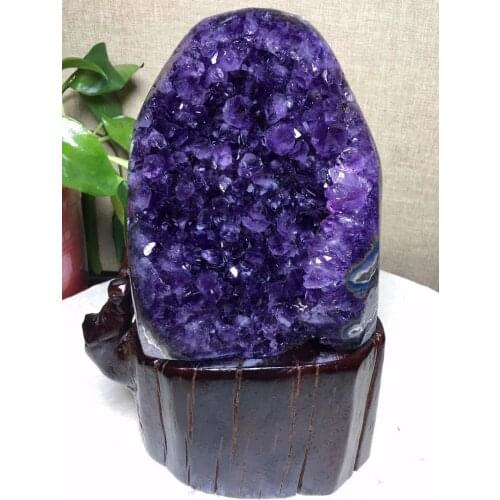 Natural amethyst raw stone purple crystal cluster block Amethyst cave cornucopian wealth degaussing decoration