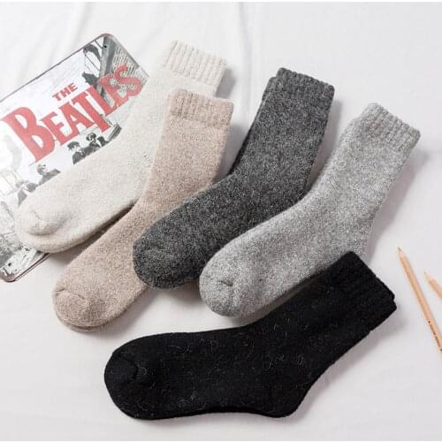 The Calf Socks 1Pair Solid Color Wool Thermal Warm Thick Socks Autumn Winter Thickened Socks for Men Women Unisex Cashmere Socks