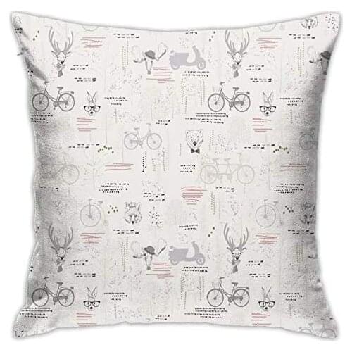 Pooizsdzzz Personalized Abraction Minimali n with Trees Foliage Deer Rabbit Fox Bear Figures Decorative Pillow Cover Printed