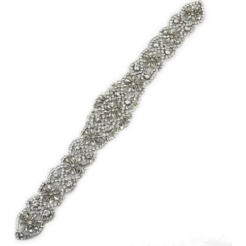 3d Hand-made Rhinestone Applique Crystal Diamond Accessories Belt For Wedding Dress WRA-1039