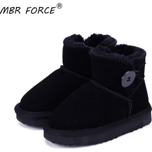 MBR FORCE 2020 New fashion Children snow boots winter shoes keep warm leather fur lined Boys Girls Genuine Leather winter boots