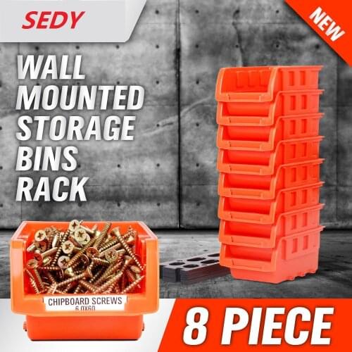 SEDY 8pcs Wall Mounted Parts Toolbox Storage Tool Parts Garage Unit Shelving Organiser Hardware Repair Tool Boxes Storage Set