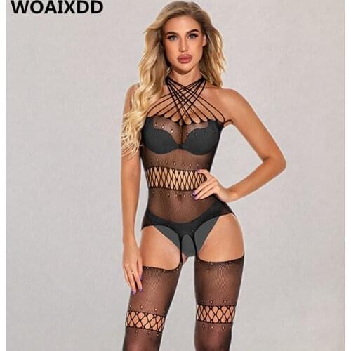 Sexy Bodystocking Women Open crotch Sexy erotic Lingerie for sex fetish bodysuit porn babydoll Crotchless lenceria mujer catsuit