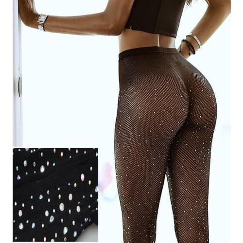 Sexy Tights Women Stocking Rhinestone Collant Femme Lenceria Diamond Transparent Fishnet Stockings Pantyhose Diamond Party SW065
