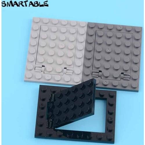 Smartable Plate 6x8 Trap Door Frame Flush+4x5 Trap Door Flat Hinge Building Block Parts MOC Toys compatible 92099+92107 6pcs/lot