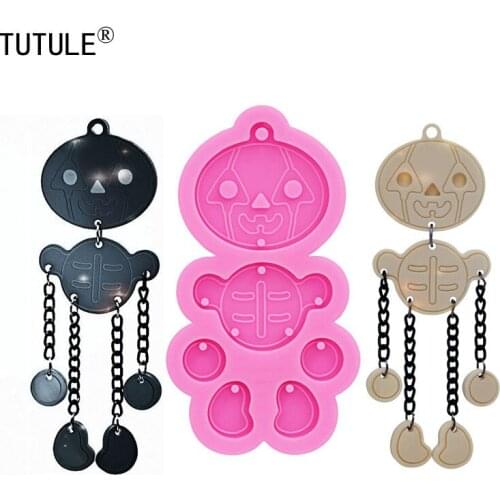 Mirror Alien Imp Skull Silicone Mold,Epoxy Resin Polymer Clay Keychain Pendant earrings Hand Made Flexible Silicone Rubber Mold