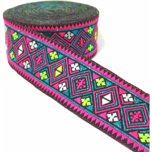 ZERZEEMOOY 2017 NEW 1-1/4" 33cm 8yard/lot single face HOT GEOMETRIC Black background Woven Jacquard Ribbon MZZD2017042704