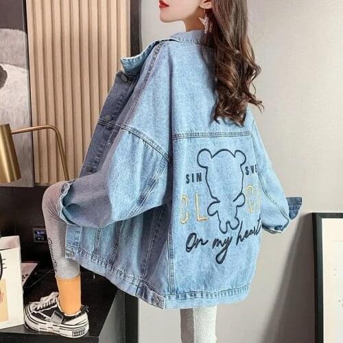 Womens Denim Jean Jackets Spring 2021 Embroidered Age Reducing Top Streetwear Harajuku Za Vintage Clothing Basic Outwear
