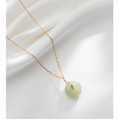 Natural Hetian Jade 925 Sterling Silver Pendant Necklaces for Women