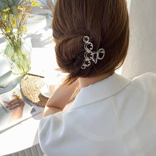 TIMRONLY Korea Fashion Smile Clip Hairpin Hollow Alloy Hair Claws for Women Ladies Creative Hair Accessories Anniversary Gift