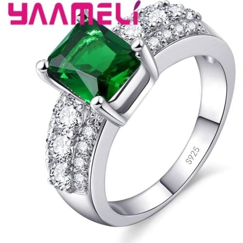 High Quality 5 Colors Luxury Shininy Crystals Propose Rings 925 Sterling Silver Women Fashion Bague Jewelry For F