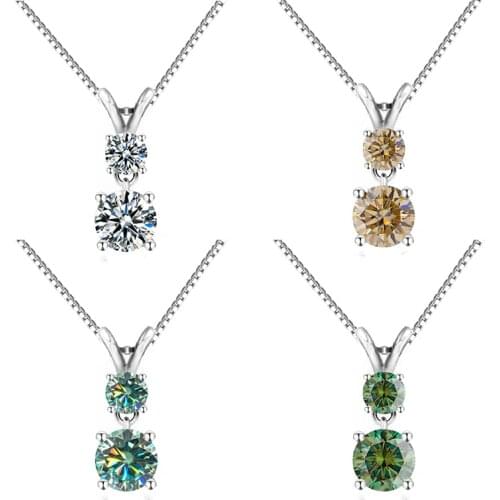 BOEYCJR 925 Bunny Ears 1.5/3ct total F color Moissanite VVS1 Elegant Wedding Pendant Necklace for Women Anniversary Gift