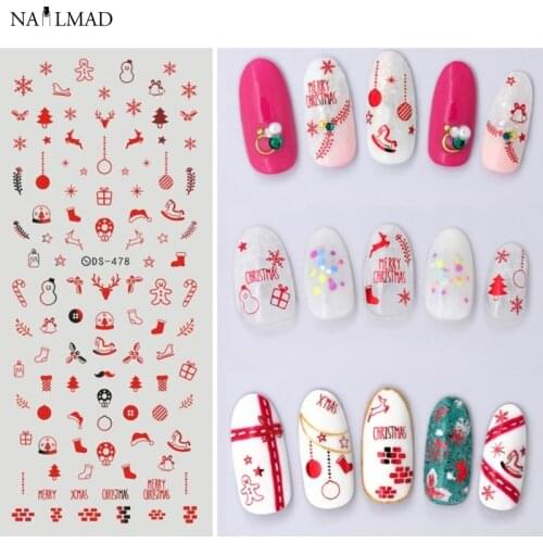 1 Sheet Christmas Snowman Nail Water Decals Snowflake Nail Art Transfer Stickers Deer Pattern Water Slide