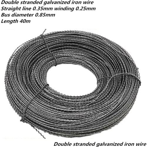 1pcs Double stranded galvanized iron wire Straight line 0.35mm winding 0.25mm bus diameter 0.85mm total length 40m