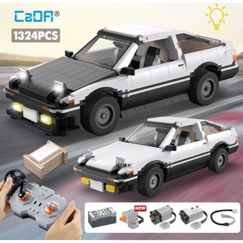 Cada 1324Pcs LED City Technical RC Drift Racing Car Building Blocks DIY Variable Form Sports Car Bricks Gifts Toys For Children