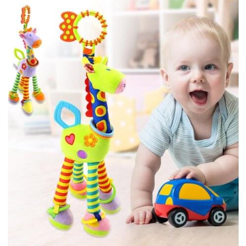 2021 Handbells Soft Sounding Giraffe Rattles Infant Baby Development Handle Toys Animal Handbell for Holiday Children Gift