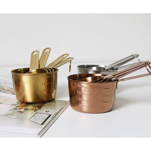 4PCS Stainless Steel Measuring Cup Measuring Spoon Baking Pastry Tools Cake Tools