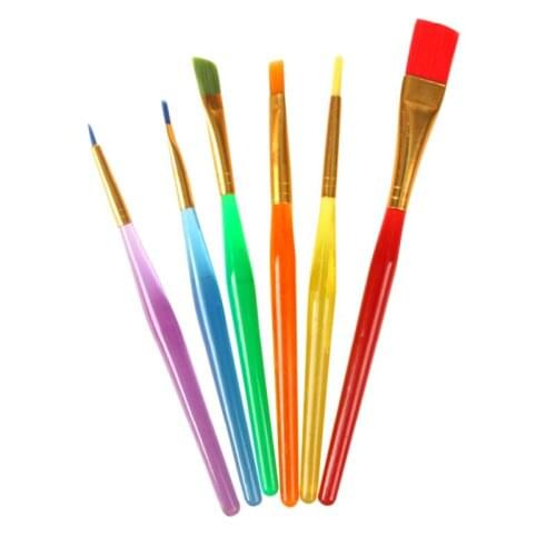 6pcs/lot Nylon Handle Paint Brush Set for Kids Watercolor Gouache Drawing Painting Art Supplies Nail Brush New Hot Sa J2Y