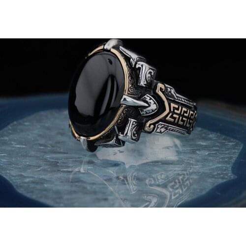 925 sterling Silver Oval Onyx Stone Men 'S Ring