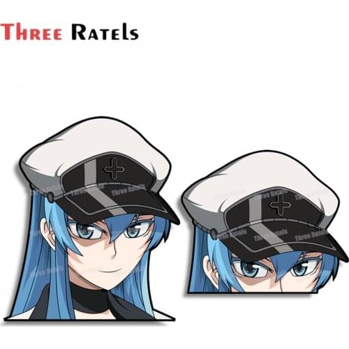 A715 Cartoon Car Sticker Esdeath Ice Queen My Hero Academia Peeker Peek Anime Vinyl Stickers JDM Window Trunk Bumper