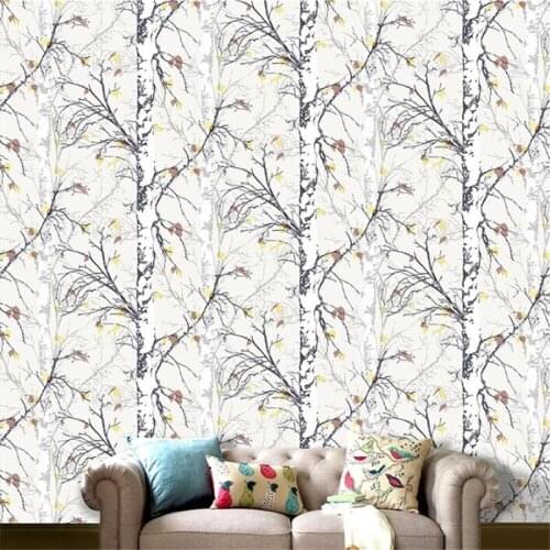 Beibehang Upscale American pastoral wind simulation woods branches leaves wallpaper living room cafe study PVC wallpaper