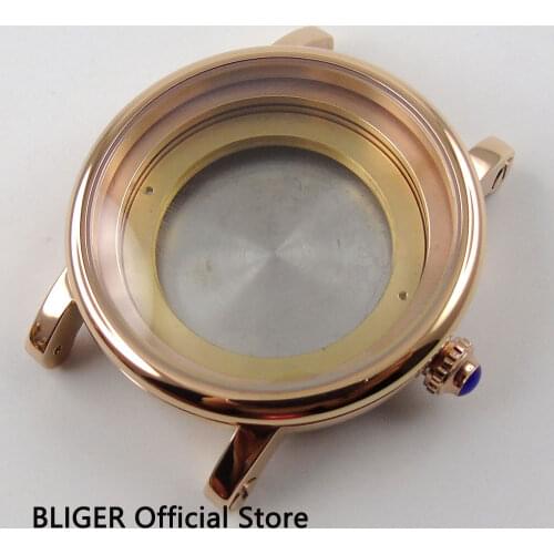 43mm BLIGER top quality rose golden 316L stainless steel watch case kit fit ETA 2836 movement CA78