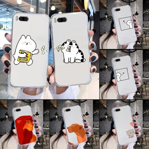 Best Friends Cartoon Couple Lovers Phone Case Transparent For Xiaomi Mi Max Note 3 A2 A3 8 9 9T 10 Lite Pro Ultra transparent