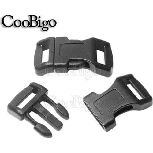 100pcs Pack 1/2"Black Side Release Curved Buckle Paracord Bracelet DIY Dog Cat Collar Backpack Straps Belts Bags Parts Webbing