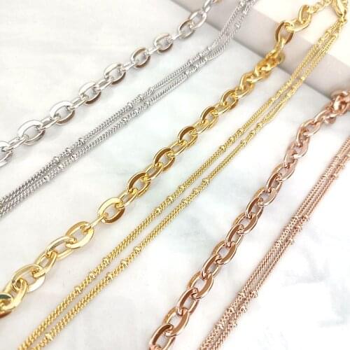 Double layering necklace gold plated sparkle necklace chain choker for women