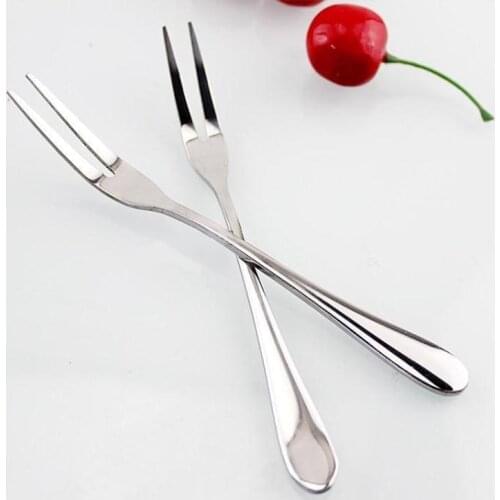 VanKood Stainless Steel Fruit Fork Dessert Fork Eco-friendly Two Tooth Dinner Forks Fork Western Style Kitchen BBQ Tool