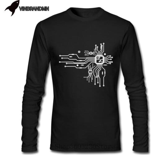 GEEK Nerd Hacker PC Gamer T-Shirt Computer CPU Core Heart T Shirt Circuit Electronic Chip Tshirt Mens Cotton Long Sleeves Shirt