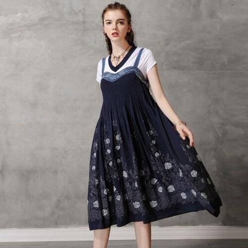 Hit the new custom jacquard with shoulder-straps embroidery pressure plait dress A82181 restoring ancient ways