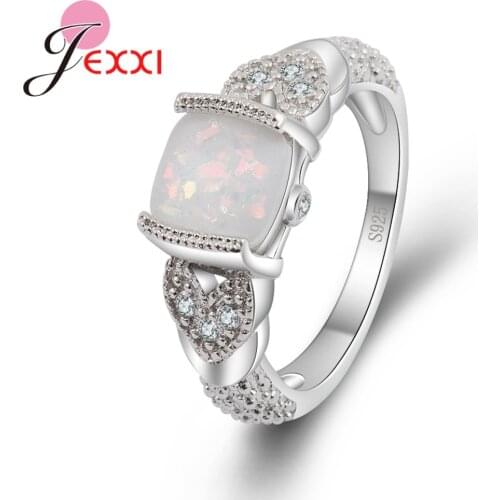 Best Gift For Mother Lover Gorgeous Halo Opal Rings Prong Setting 925 Sterling Silver Clear Cubic Zirconia Top Quality