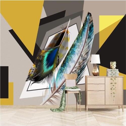 Milofi3D wallpaper mural simple fashion color hand-painted feather geometric art background wall