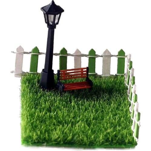 Miniature Park Bench and Miniature Street Lamp, Mini Bench Fairy Garden Set for DIY Crafts Dollhouse Ornament - 1:12 Scale