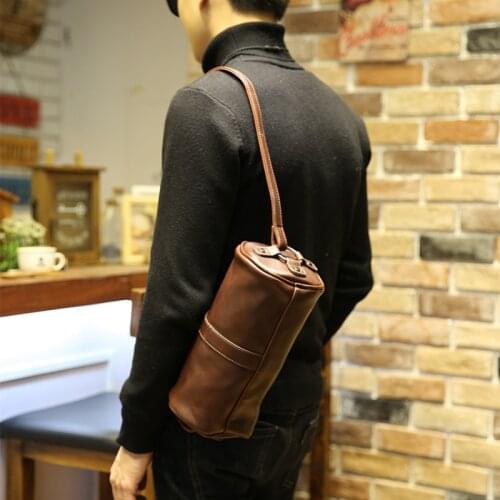 Xiao.p Fashion Crazy Horse Pu Leather Mens Single Shoulder Bag Small Messenger Bag Retro Brown Cross-body Shoulder Bag New